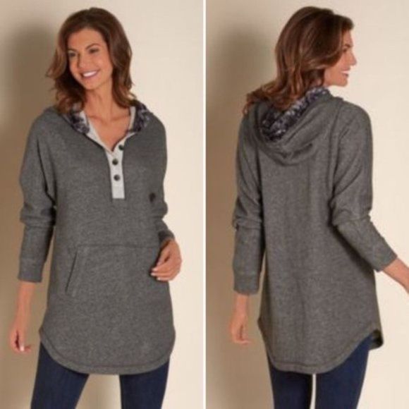 Soft Surroundings Tops - SOFT SURROUNDINGS Cabin Cuddle Up French Terry Faux Fur Hoodie Grey Size XL